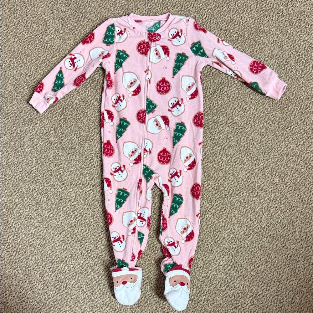 Carter's Pink Festive Santa Footie